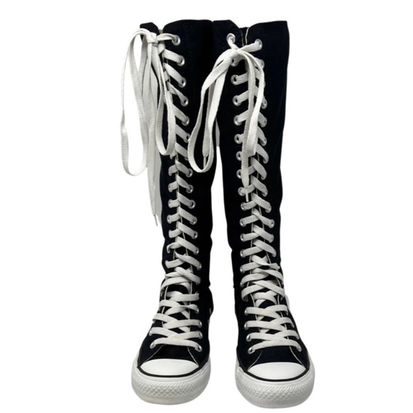 Converse Knee High Sneakers Black Size W7 M5 - Picture 3 of 10